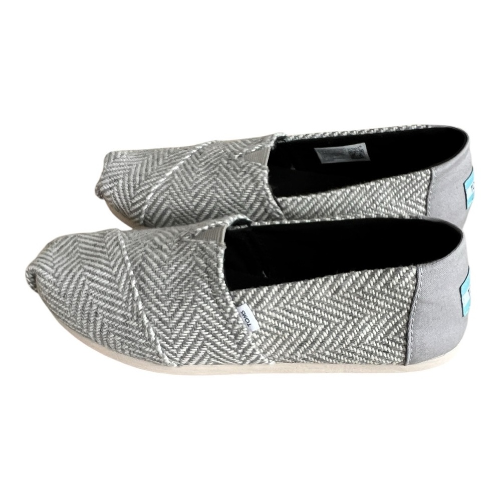 NWOT Toms Alpargata size 7 Women Drizzle Grey Herringbone Shoes Slip On NIB